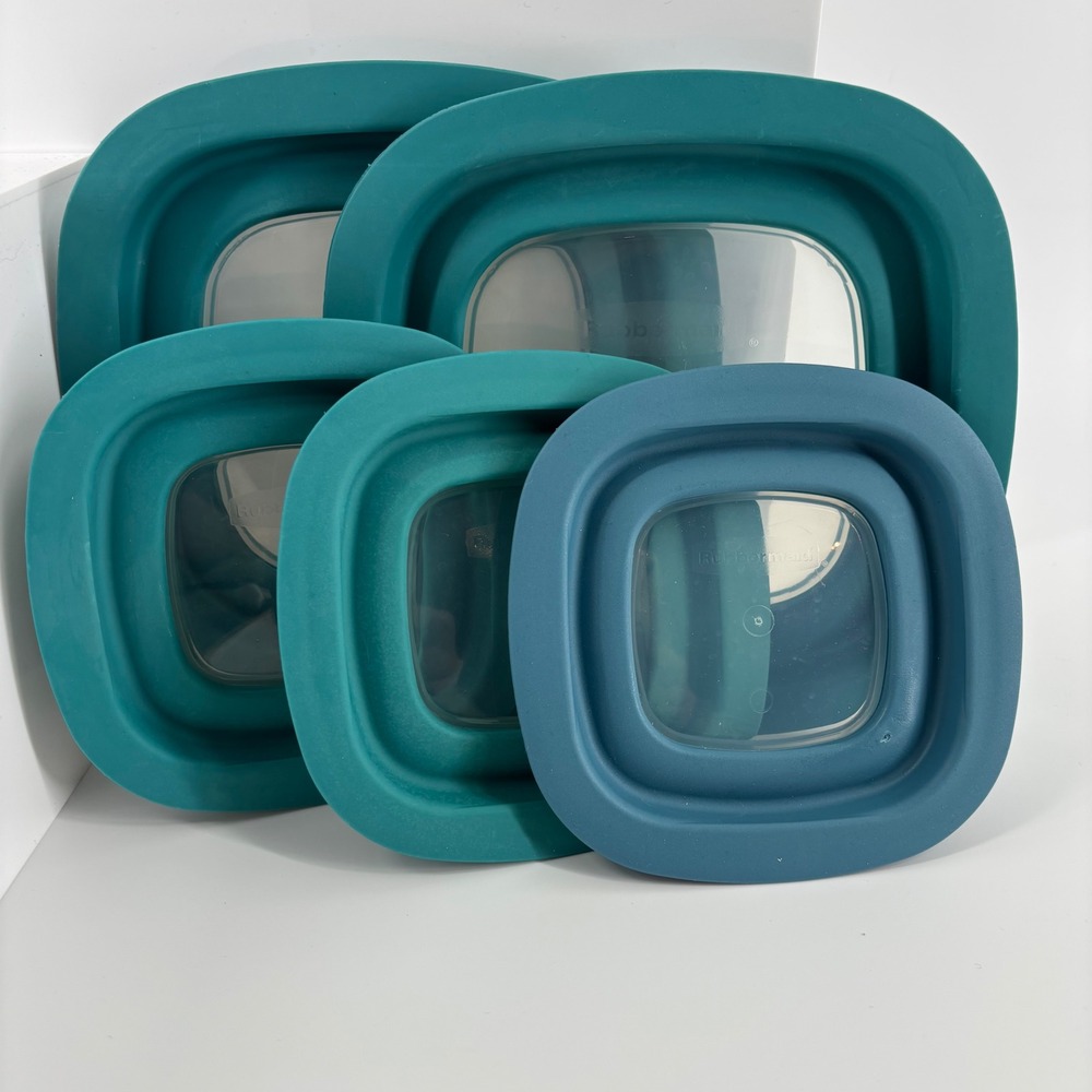 Rubbermaid Flex & Seal Replacement Lids Set of 5 Teal Blue 10M1M2 10M3M4